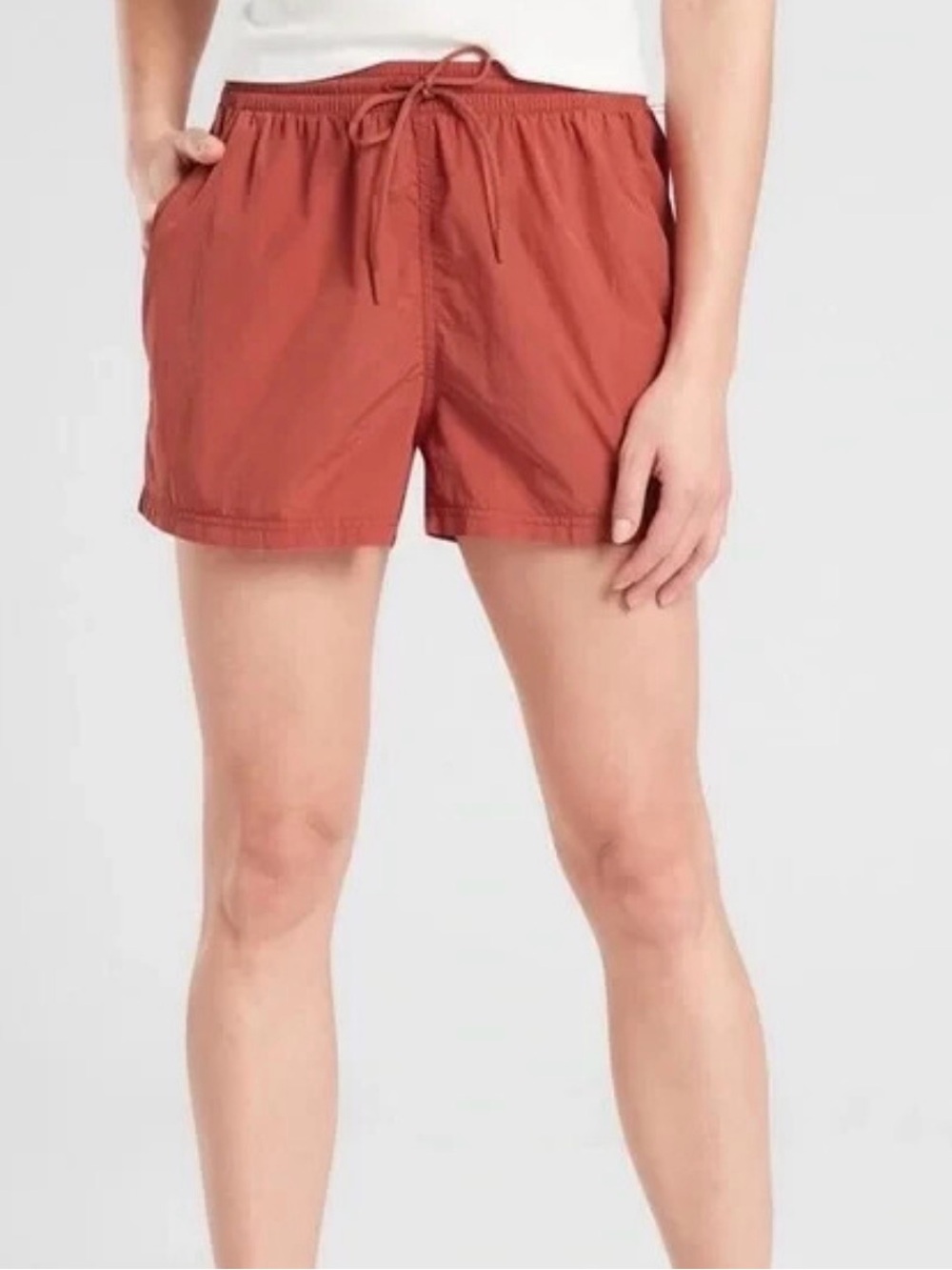 Athleta Expedition Shorts Brick Red Nylon Womens